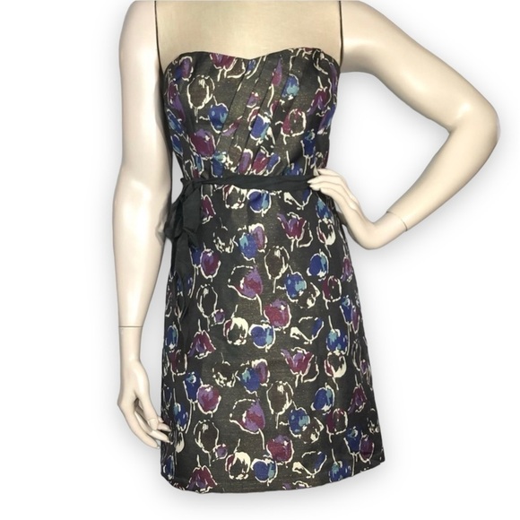 American Eagle Strapless Metallic Floral Dress 8 - Picture 1 of 6